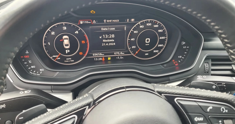 Audi A5 cena 133500 przebieg: 69000, rok produkcji 2017 z Lipno małe 596